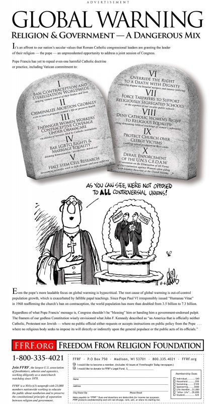 Ad Criticizing Government-Endorsed Pulpit for Pope
