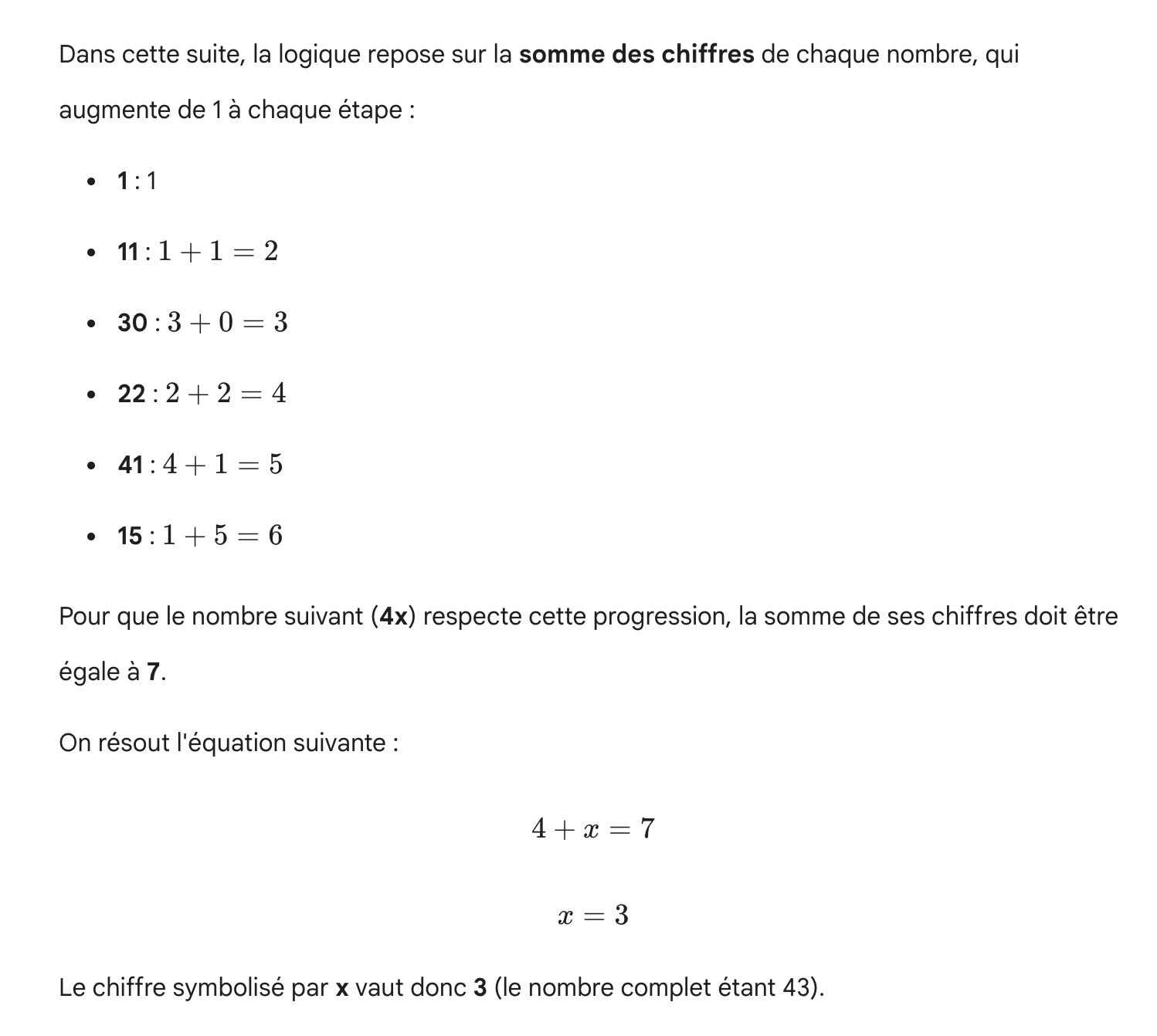 Résoudre une suite numérique logique avec Gemini
