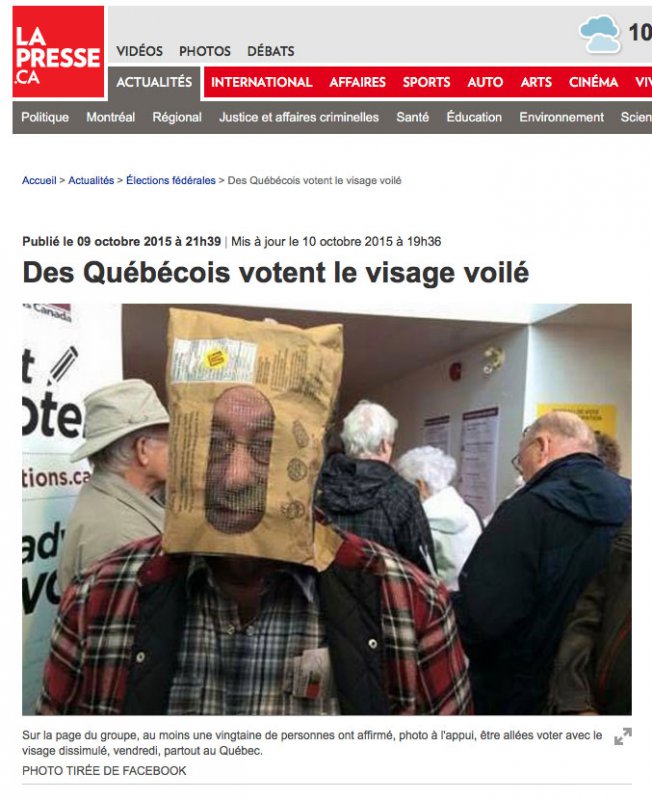Des Québécois votent visage voilé
