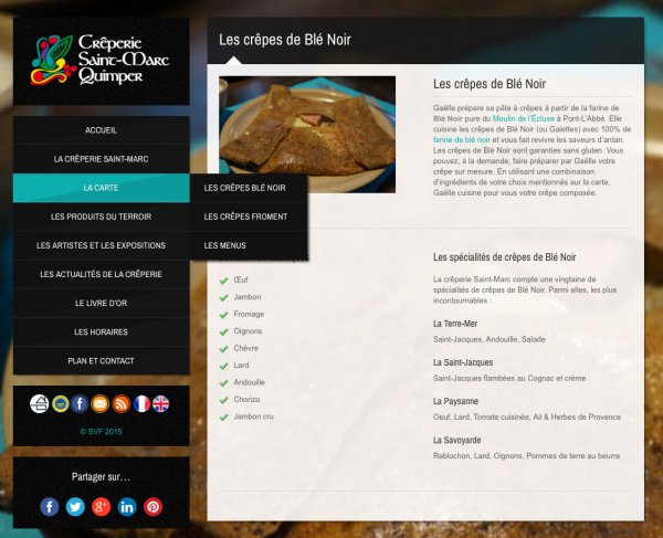 Menu de la crêperie Saint-Marc à Quimper.